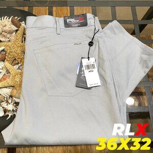 $125 RLX RALPH LAUREN TAILORED FIT MENS 36X32 HTR GREY PERFORMANCE PANT NWT